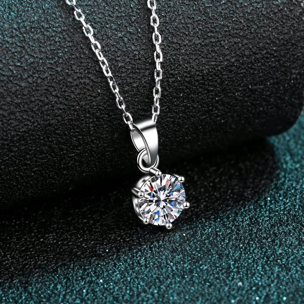 #Certified 5ct. t.w. Moissanite Diamond Solitaire Necklace NEW